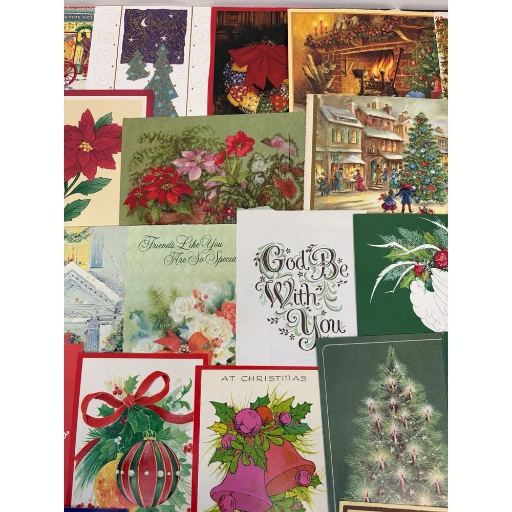 Vintage Christmas Cards Fronts ONLY Traditional Scrapbooking Decoupage Lot 50+